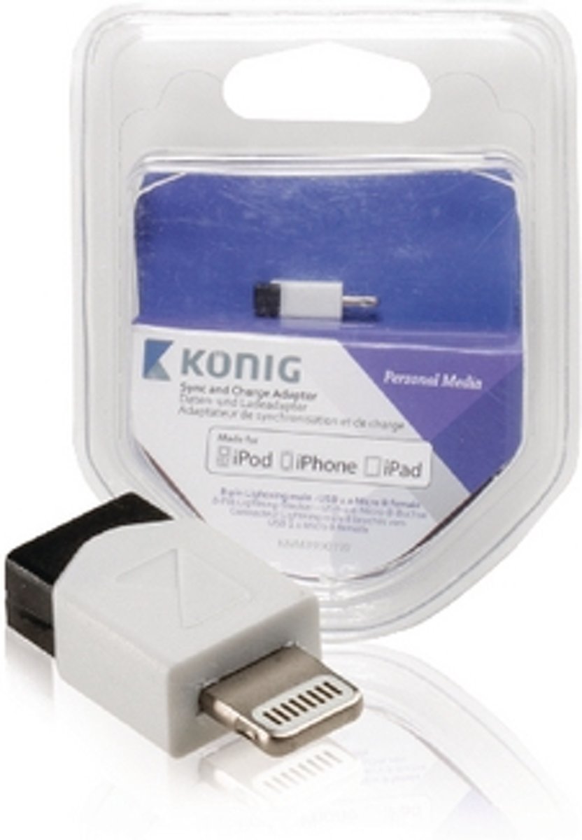 König KNM39901W 8-Pin USB-2.0 Micro-B Wit kabeladapter/verloopstukje