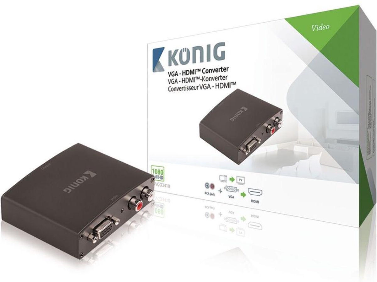 König KNVCO3410 Hdmi-converter Vga Female + 2x Rca Female - Hdmi-uitgang