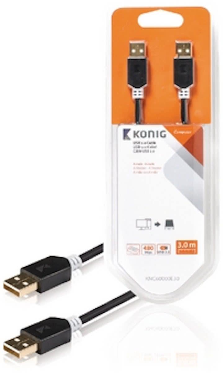 Konig USB 2.0 A Male naar USB 2.0 A Male - 3 m