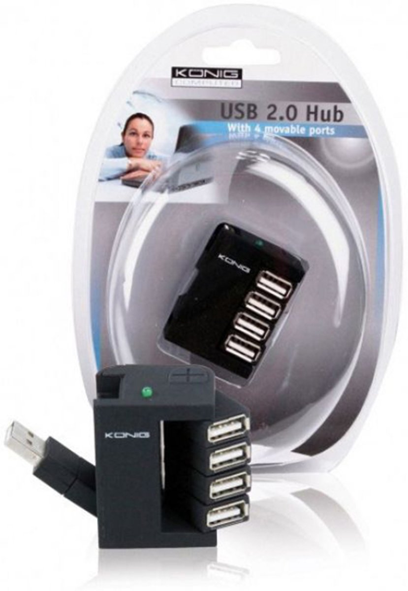 Konig interface hubs 4-poorts USB 2.0 hub