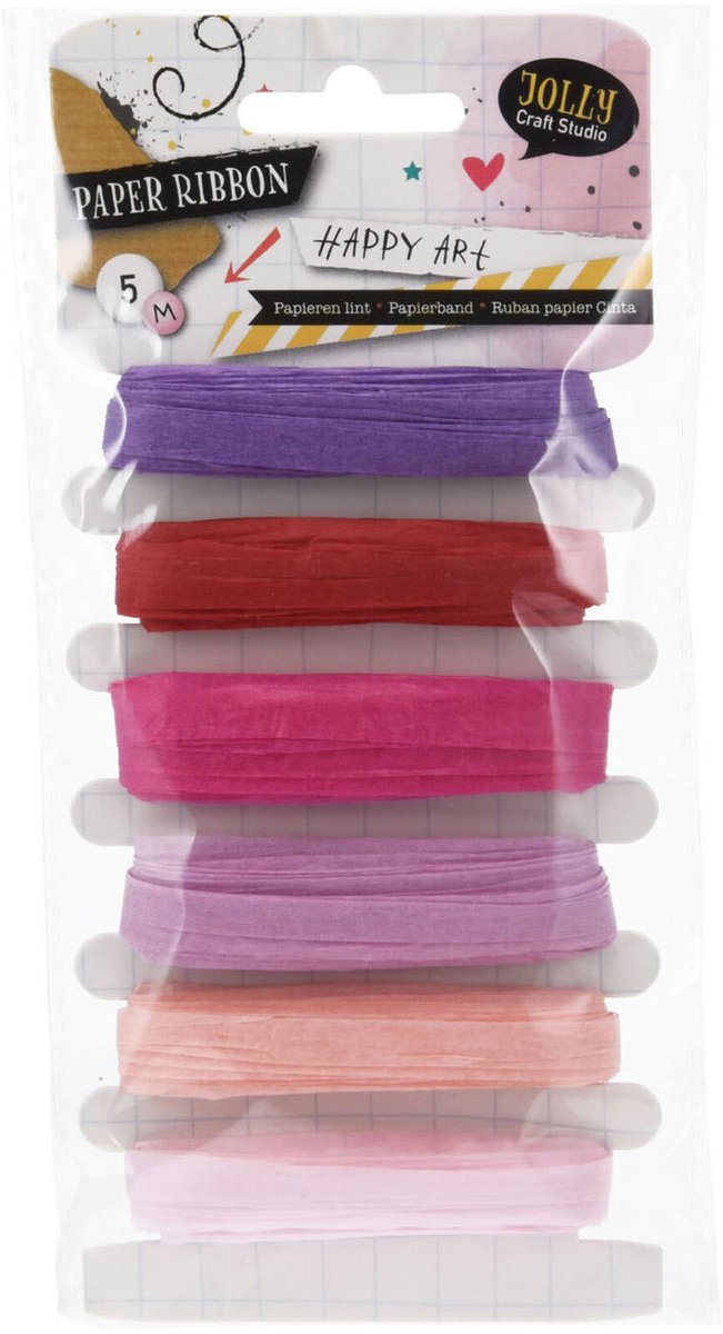 Papieren Lint Paars en Roze Tinten, 6x5mtr.