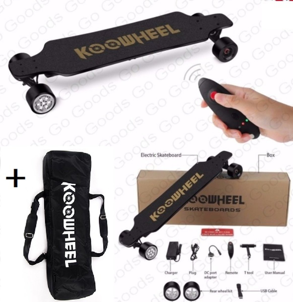 Elektrisch Skateboard Longboard Koowheel Kooboard Onyx + Koowheel tas rugtas