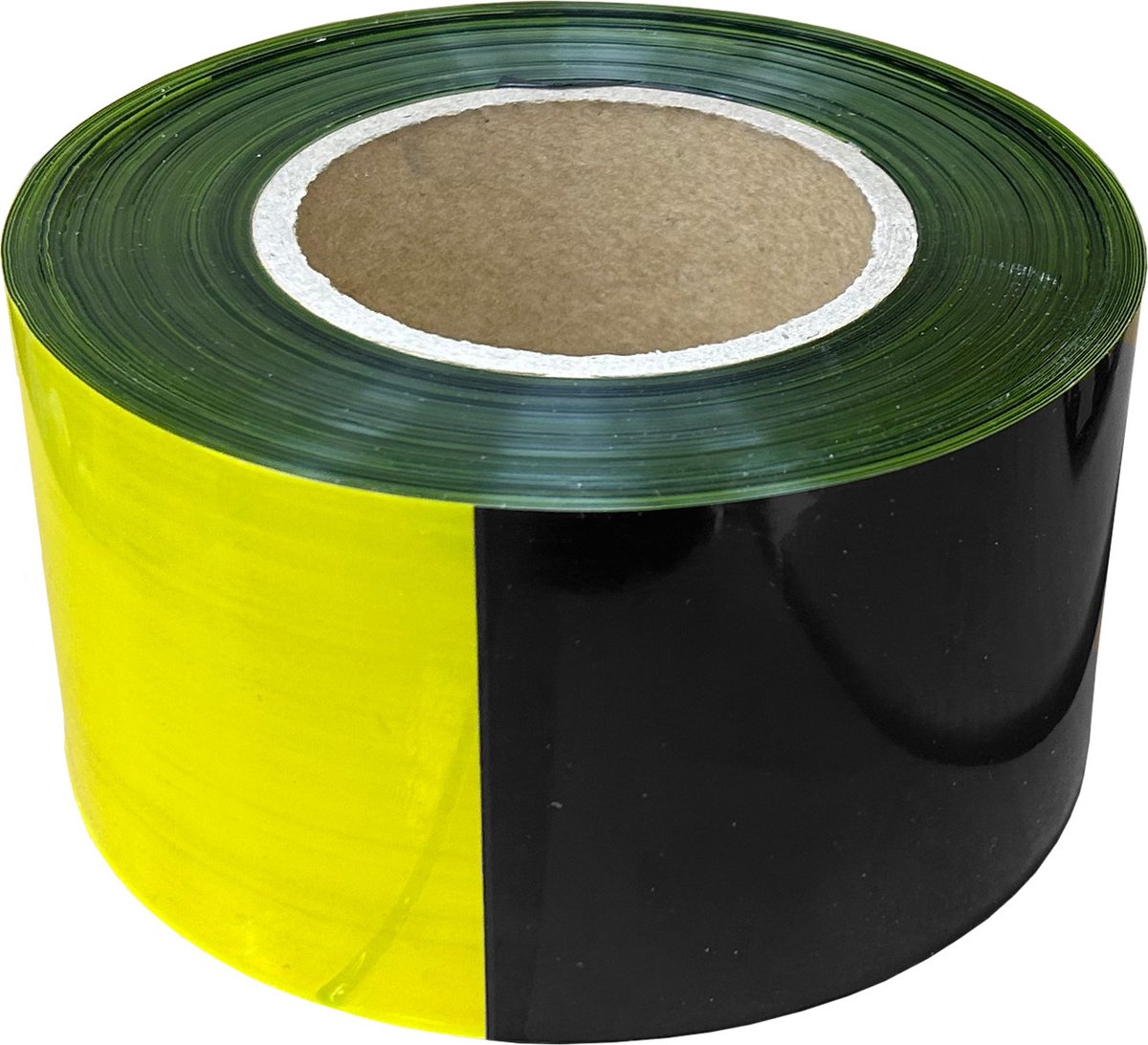 Kortpack - Afzetlint - 75mm x 250mtr - Zwart/Geel geblokt - Dubbelzijdig bedrukt - Duidelijke afzetting - (028.0503)