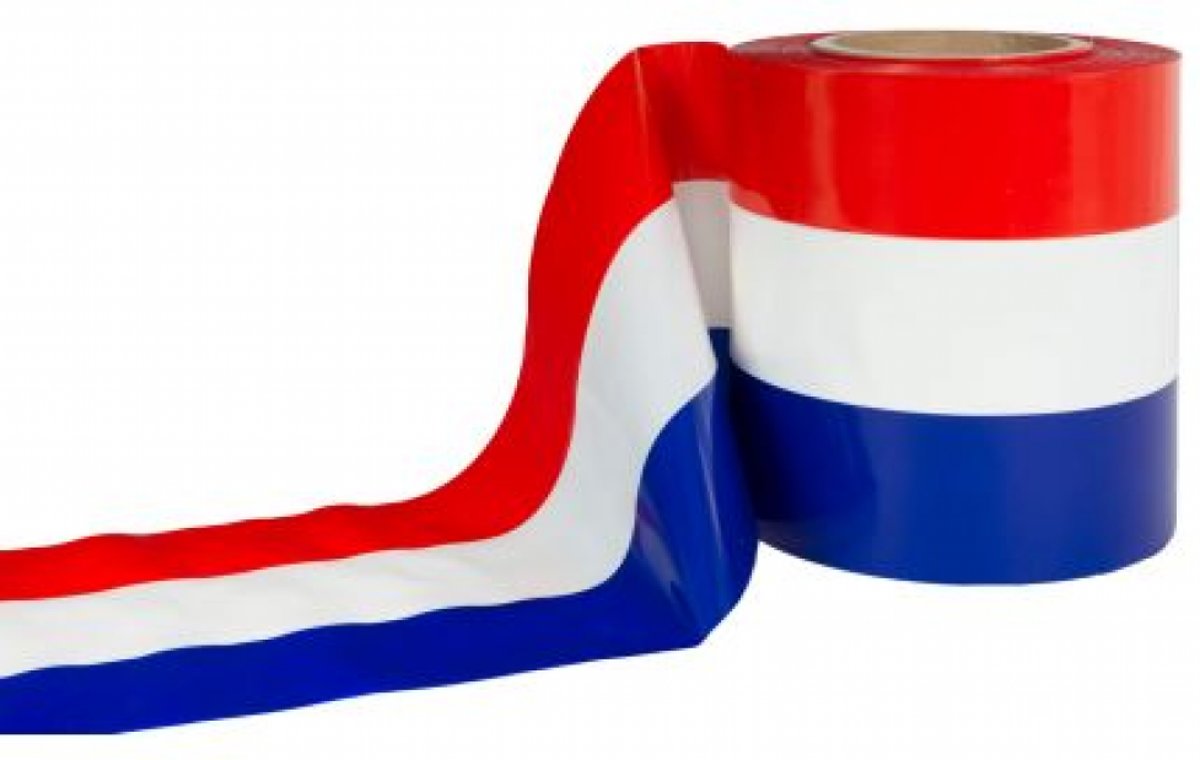 Afzetlint 15cm x 150mtr x 60my, Nederlandse vlag (029.3960)