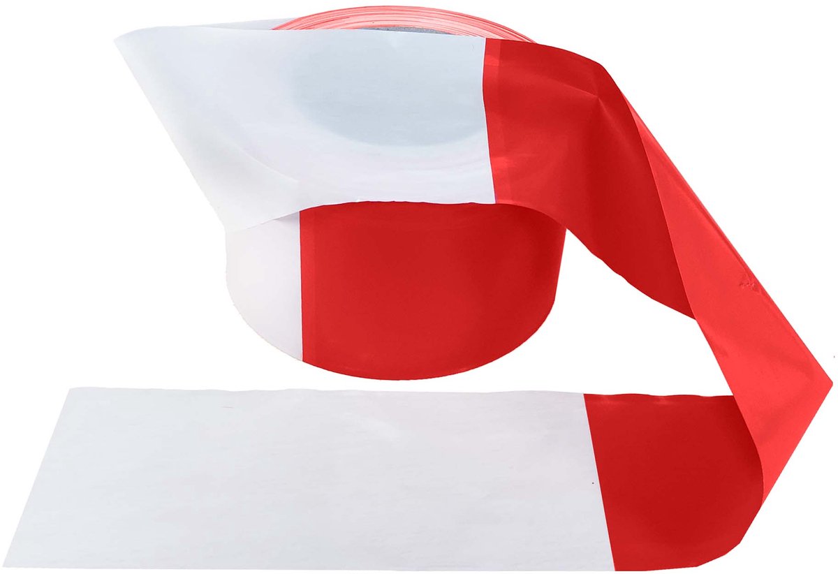   - Afzetlint - 75mm x 250mtr - Rood/Wit - 35my dik - 1 Rol - Verschillende toepassingen - Duidelijk blokkenpatroon - (028.0504)