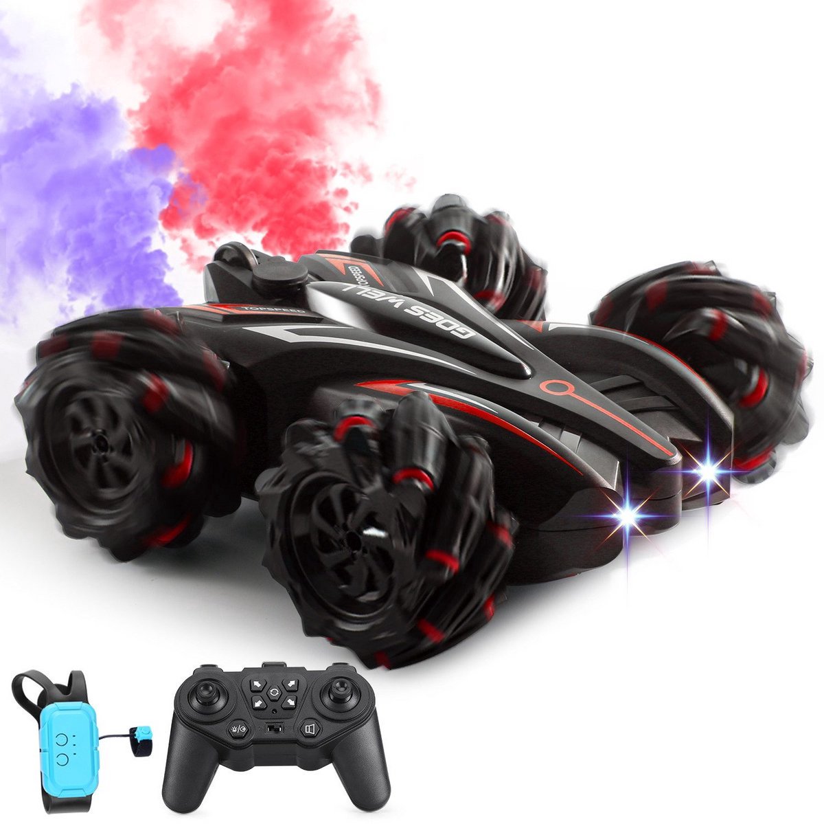 Rc auto - Bestuurbare auto voor buiten - Jongens en Meisjes - Race Auto Afstandbestuurbaar - Met Accu - Drift Spray 360° Draai - Met Muziek LED-verlichting - Cadeau & Speelgoed voor Kinderen en Tieners - Rood