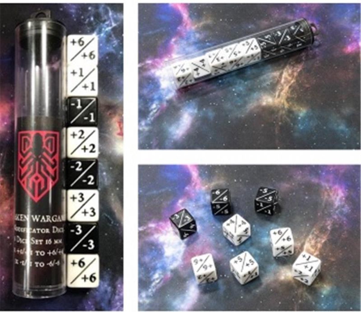   Positive/Negative D6 Dice 16 mm (8 Dice in Tube)