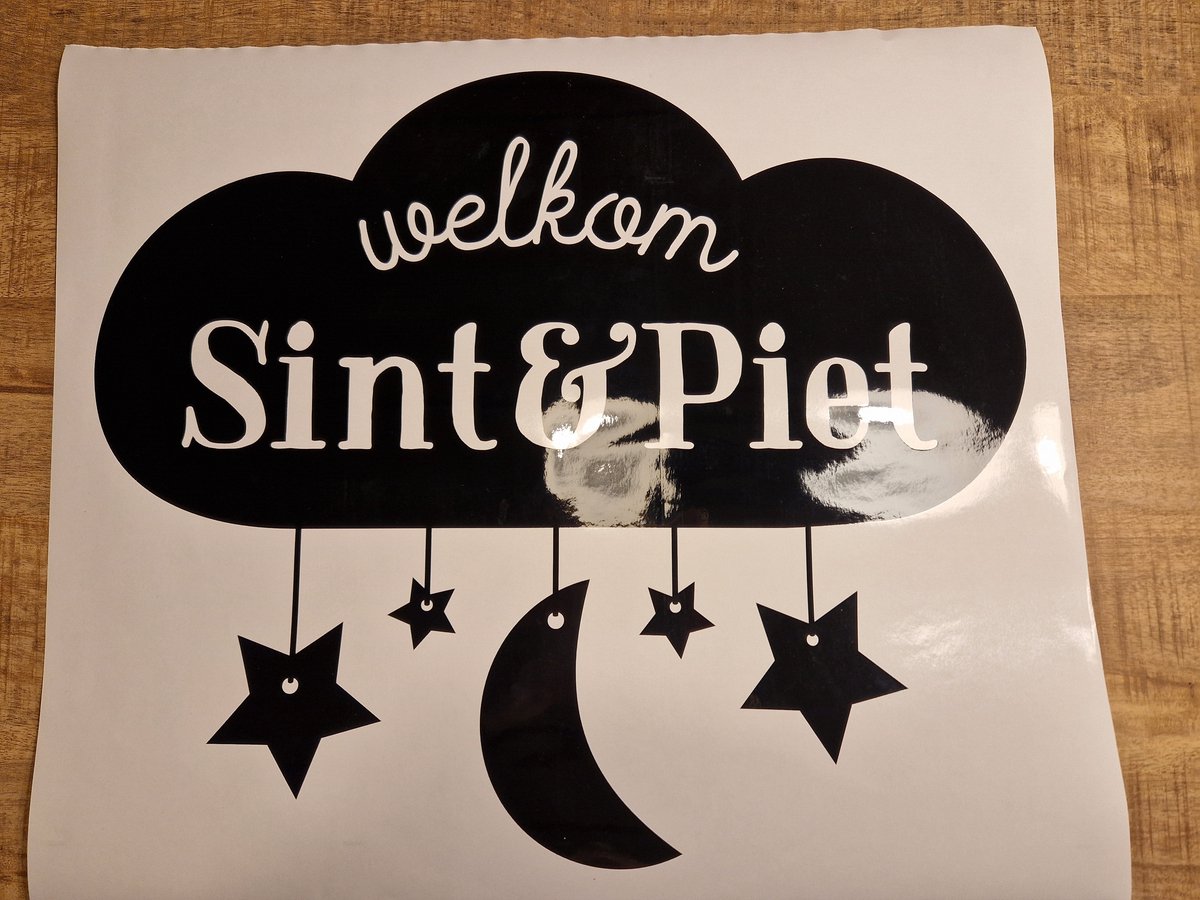 Herbruikbare raamsticker Welkom sint en piet