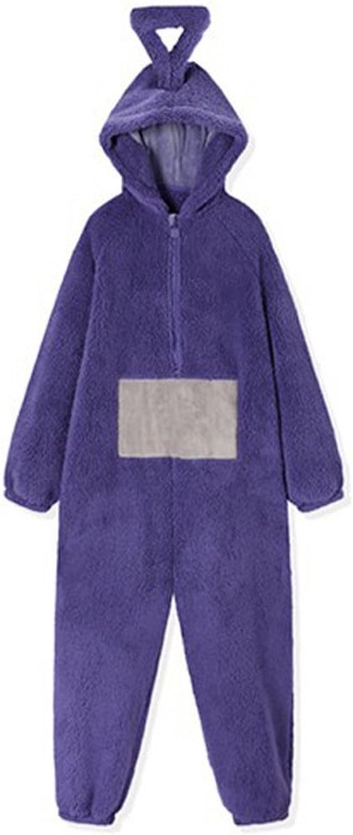 KrijgHonger - Teletubbie Onesie - Paars Verkleedkostuum Volwassenen - Maat M (150-160cm) - Onesie Pyjama - Verkleed als teletubbie Tinky Winky - Carnavalskleding - Verkleedkleding - Teletubbie kostuum - Groepskostuum
