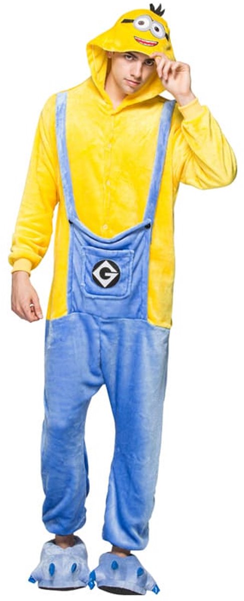 KrijgHonger – Gele Fun Onesie – Maat M (156–165 cm) – Unisex Kostuum / Pyjama – Verkleedkleding – Carnaval – Huispak – Halloween – Voor Volwassenen en Kinderen