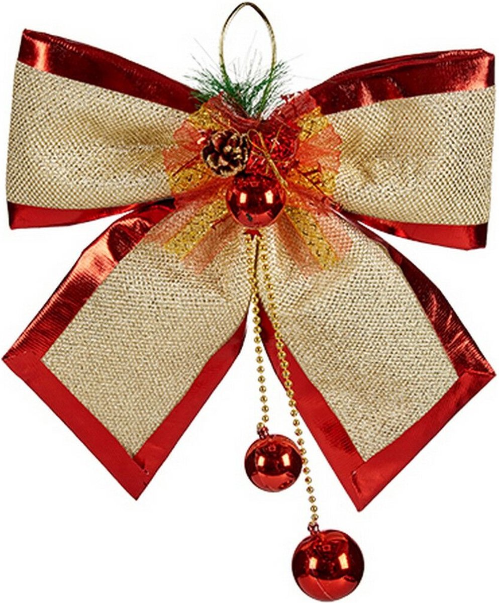 Lasso 34 x 35 cm Kerstversiering Rood Gouden Plastic