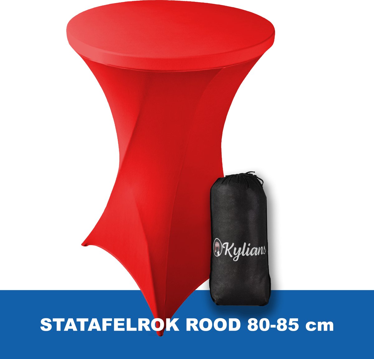 Statafelrok Rood – 2 jaar garantie met Opbergtas - ∅ 80-85 x 110 cm - Statafelhoes - Luxe Extra Dikke Stretch Sta   voor Statafel – Kras- en Kreukvrije Hoes
