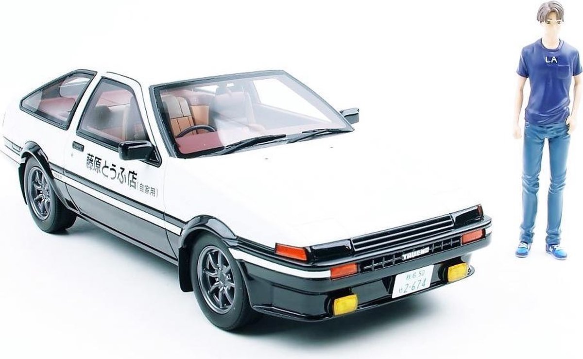 Kyosho Toyota Initial D Sprinter AE86 Trueno Wit 1:18 met Takumi Fujiwara figuur