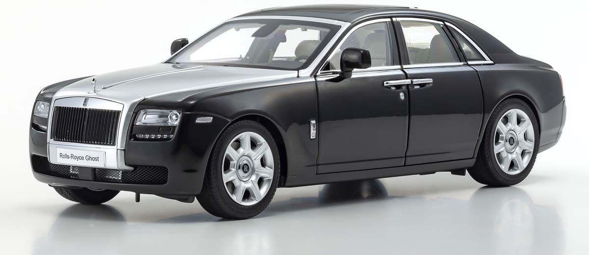 Rolls-Royce Ghost 2011 (Zwart/Zilver) (35 cm) 1/18 Kyosho Luxury Die Cast - Limited Edition - Modelauto - Schaalmodel - Model auto - Miniatuurautos - Miniatuur auto