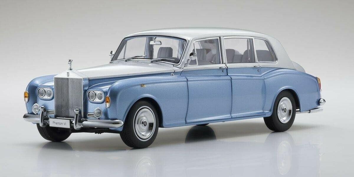 Rolls Royce Phantom VI 1968 (Lichtblauw/Zilver) (41 cm) 1/18 Kyosho - Schaalmodel - Modelauto - Model auto - Minatuurautos - Miniatuur auto