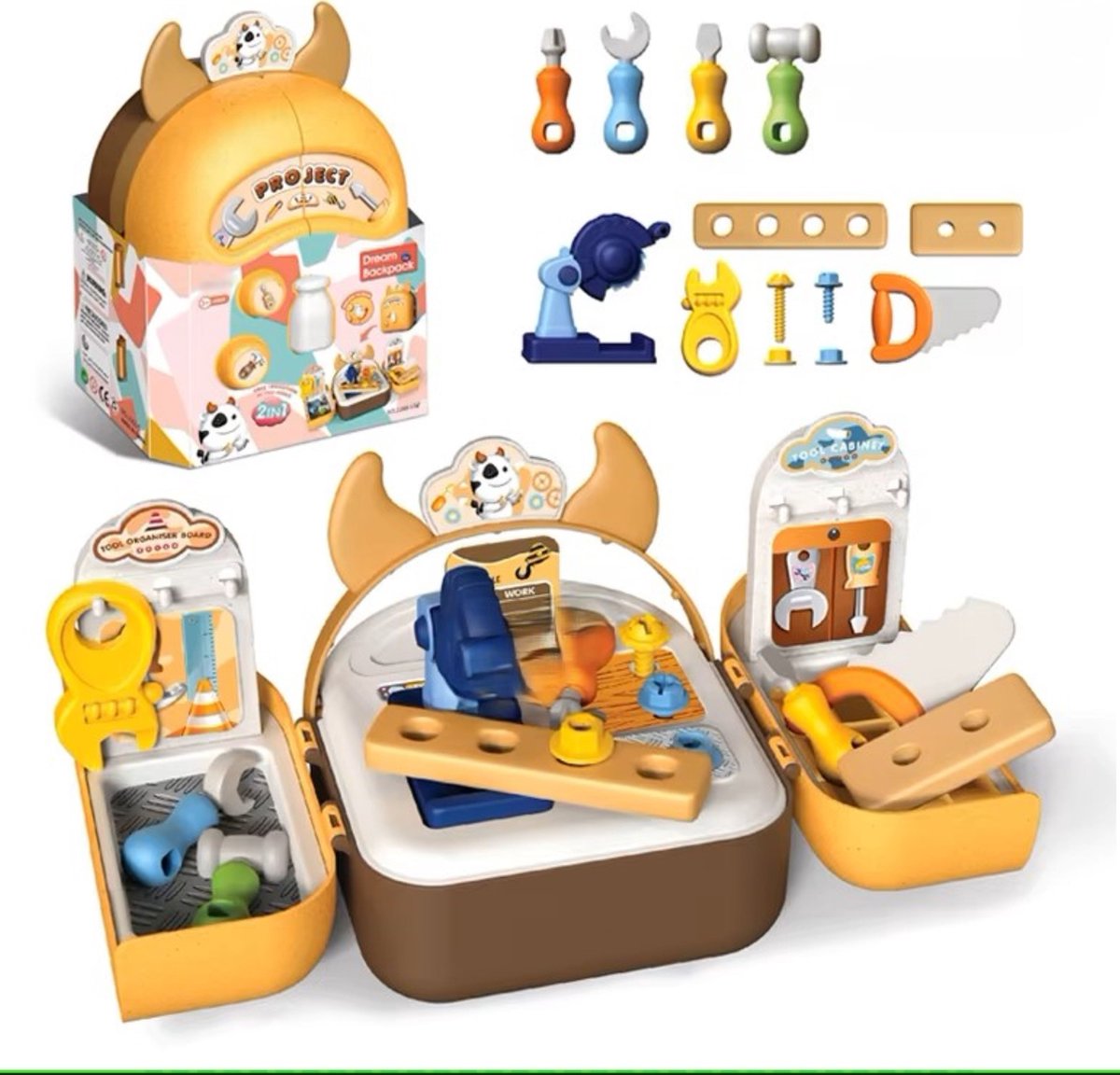   – Gereedschapskoffer Speelgoed voor Kinderen – 2-in-1 Kindergereedschapset – Educatief & Montessori Bouwspeelgoed – Speelgoed Gereedschap voor Thuis & Onderweg – Perfect Cadeau voor Verjaardag of Sinterklaas