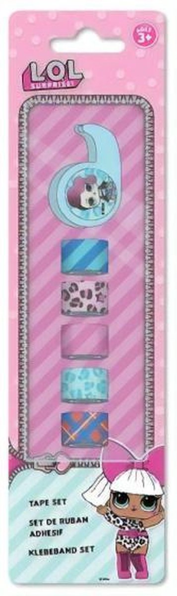 decoratietape 250 cm roze/blauw 6-delig