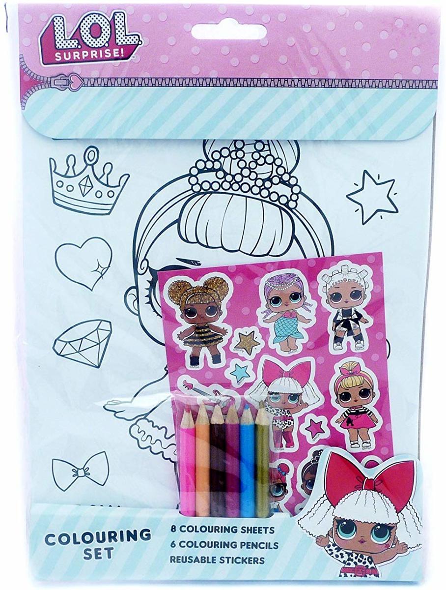 kleurset met potloden en stickers L.O.L. SURPRISE! LOL Surprise Colouring Set With Pencils and Stickers