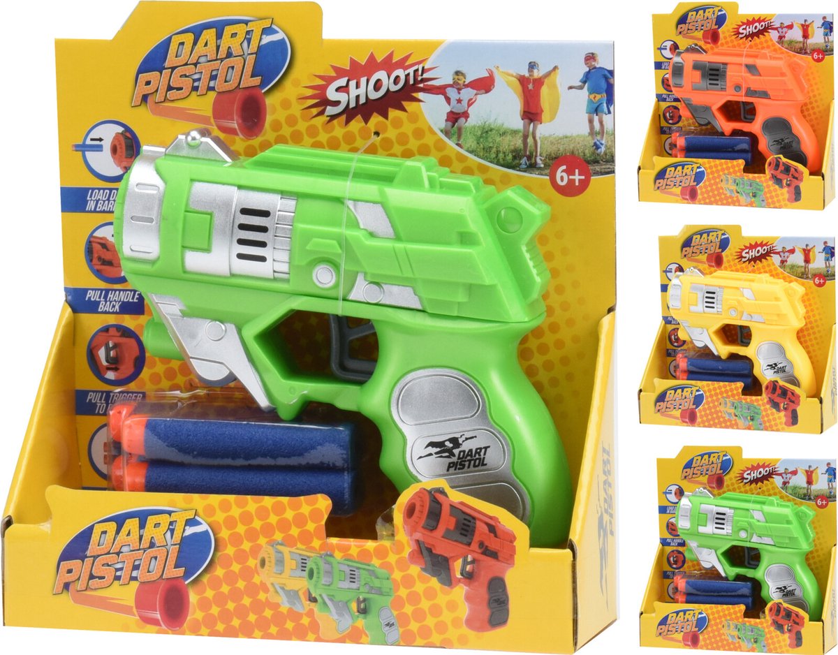 Dart Pistool met 4 pijlen - Groen