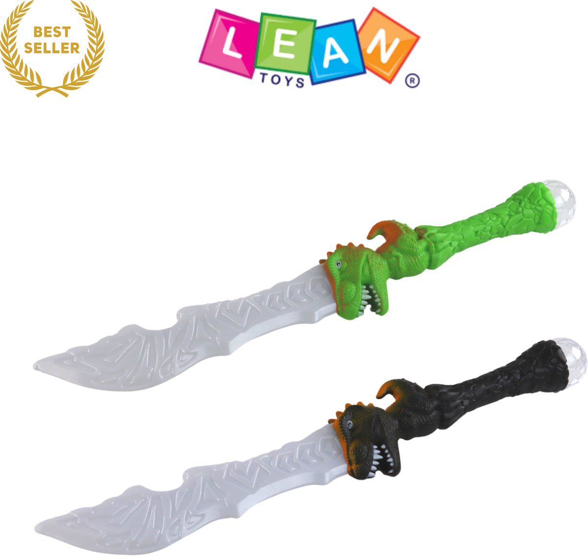 Dinosaur Lightsaber Groen – Lichtgevend Zwaard met Dino Handvat & Geluid – LED Speelgoedzwaard met Licht- en Geluidseffecten – Veilig voor Kinderen – 61cm – CE & EN71 Gecertificeerd – Vanaf 3 Jaar Met Ebook