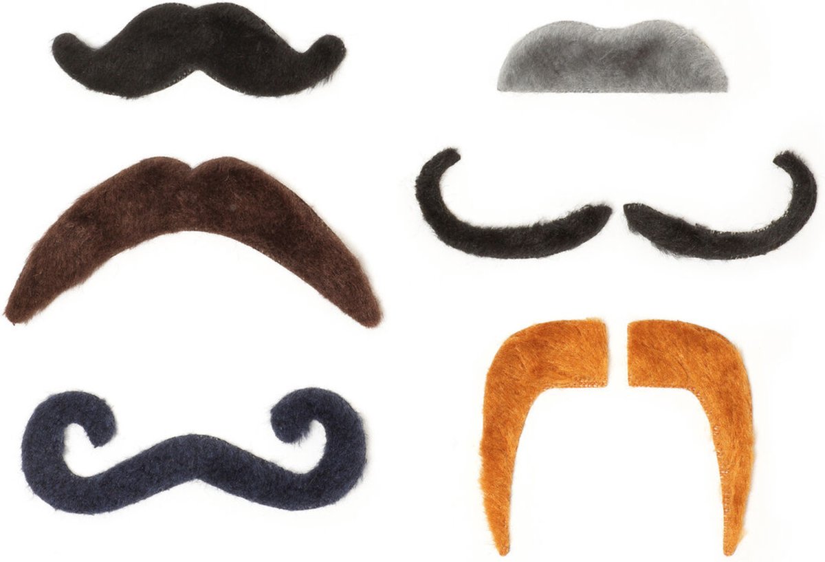 Legami - set van 6 verkleed snorren - Hot Mou-Stache