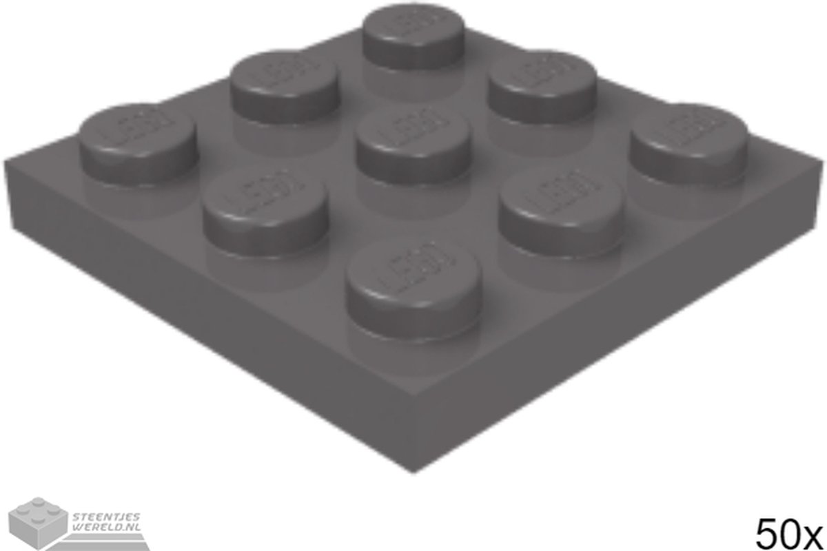 50x LEGO 11212 Plaat 3x3 Donker blauwgrijs, 50 stuks