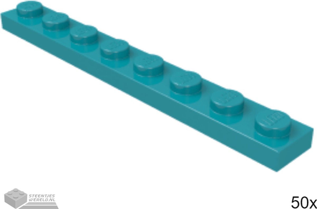 50x LEGO 3460 Plaat 1x8 Donker Turquoise, 50 stuks