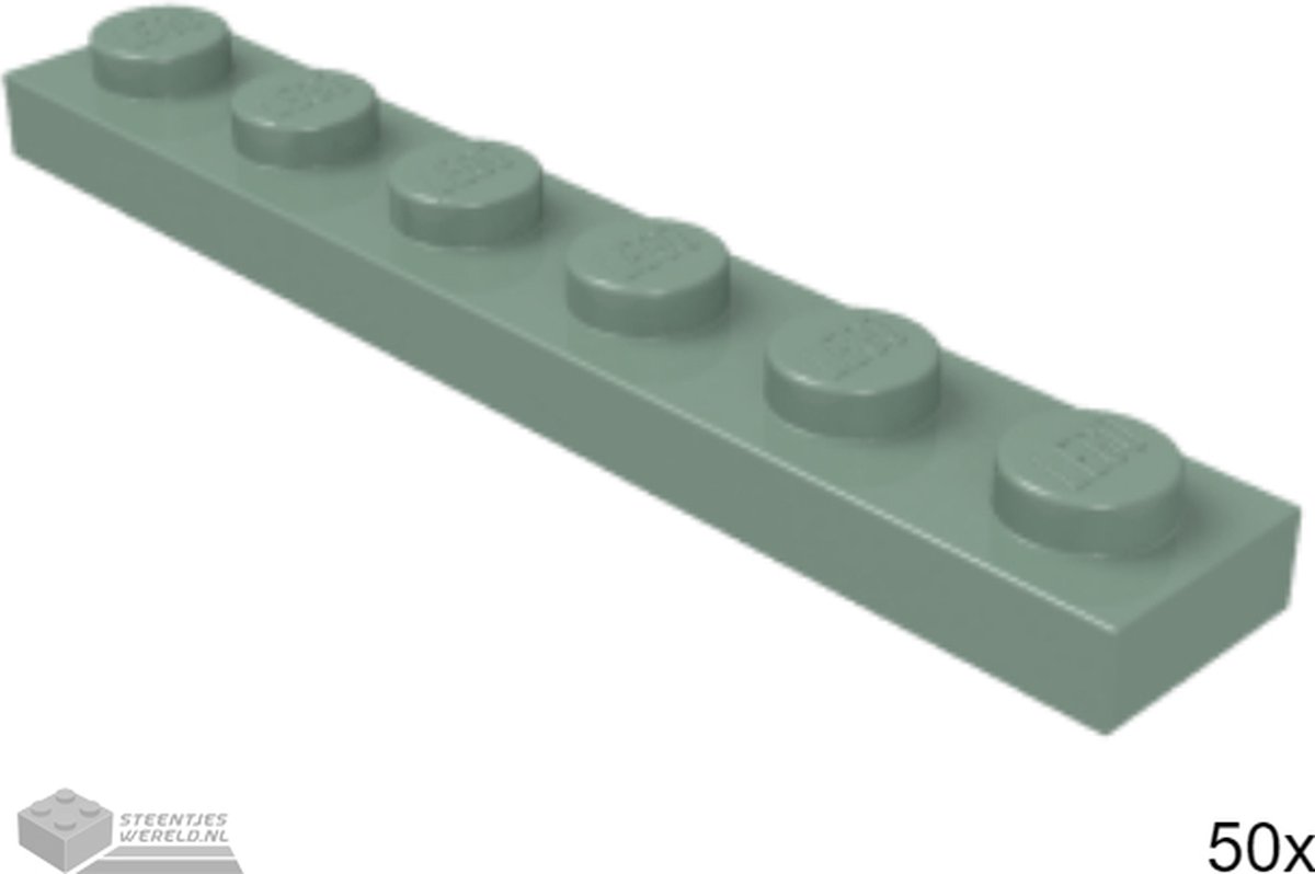 50x LEGO 3666 Plaat 1x6 Zandgroen, 50 stuks