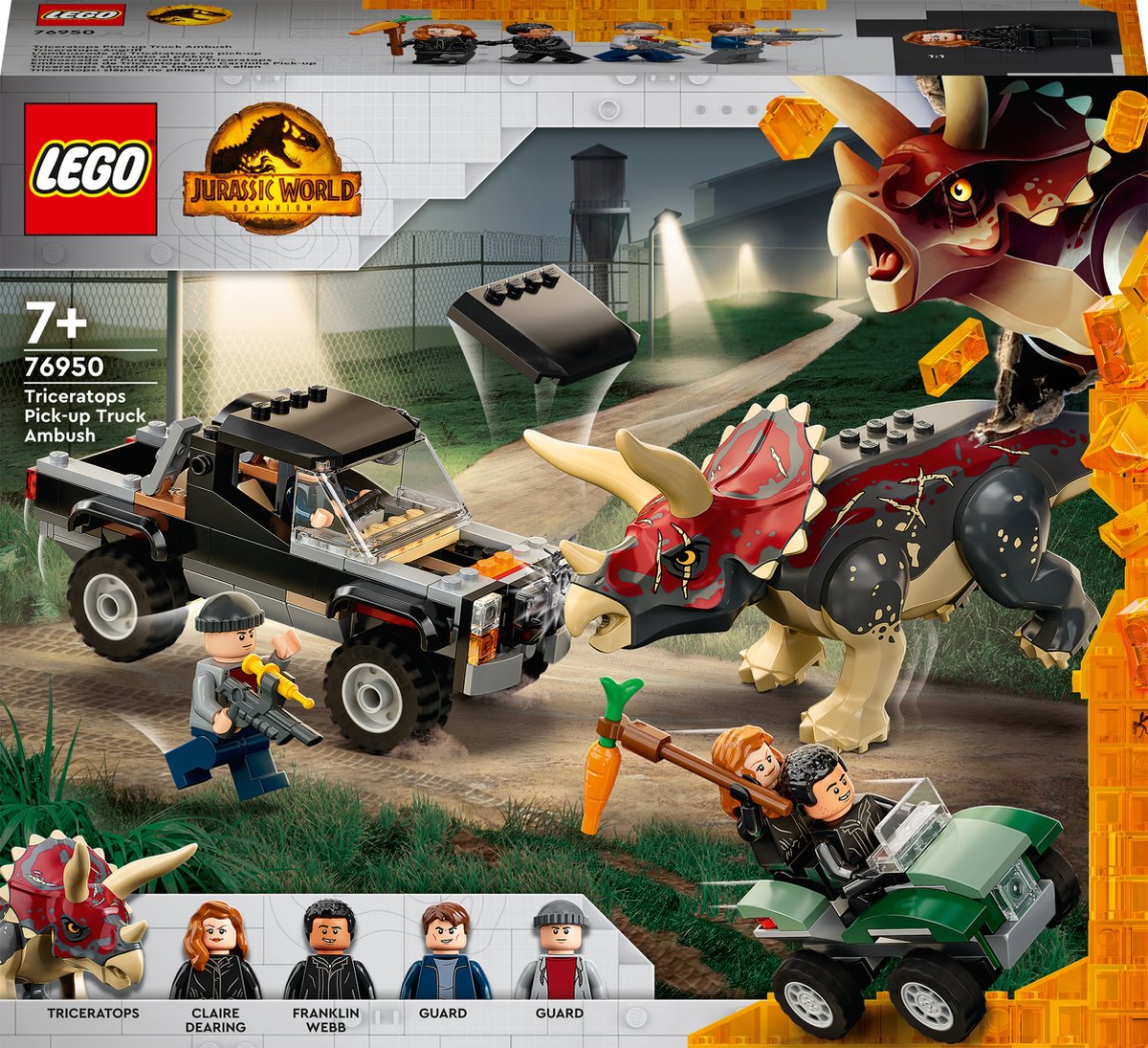 LEGO 76950 Jurassic World Triceratops pick-up truck hinderlaag