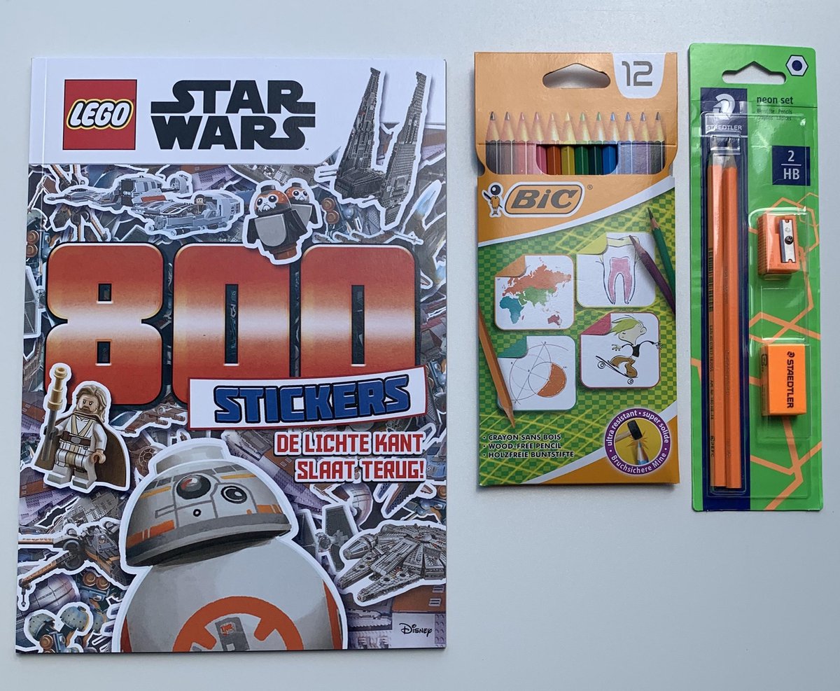 LEGO® - STAR WARS - doeboek: lezen, kleuren en plakken - 800 stickers + BIC kleurpotloden + Staedtler neon set: 2HB potloden, gum en puntenslijper