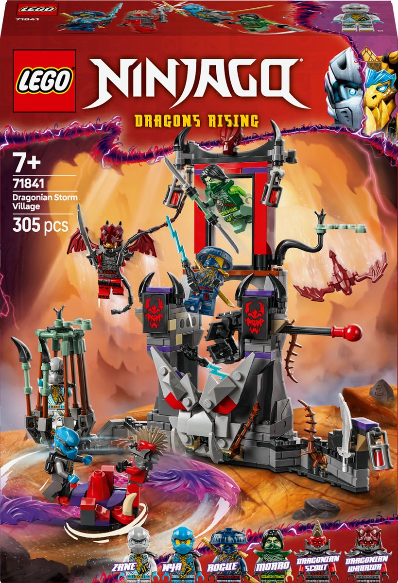 LEGO® NINJAGO® Draconisch dorp gevechtsarena speelset, bouwset voor kinderen met 6 minifiguren en een spinner, verjaardagscadeau voor jongens en meisjes vanaf 7 jaar 71841