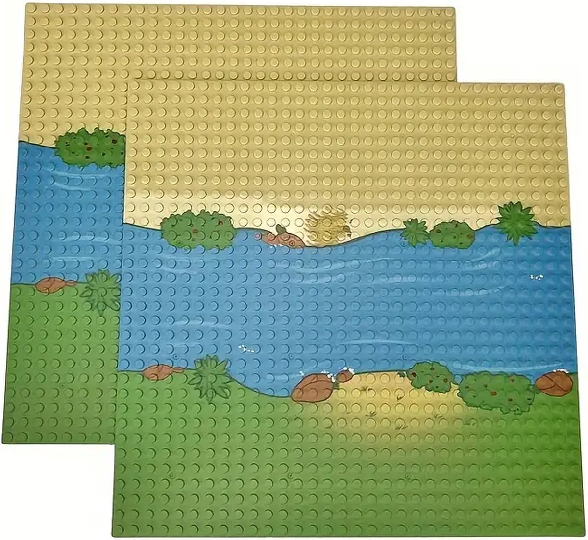 Rechte Gras 2PCS - 32x32 Bouwplaten - Basisplaten met Rivier-, Grasland- en Oceaanpatronen - Educatief Speelgoed voor Creatieve Bouwers