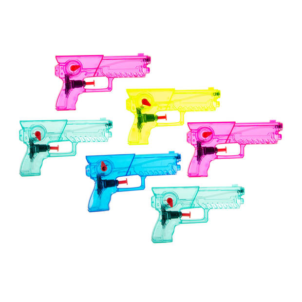 LG Design Waterpistool set - 6x - klein model - 15 x 8 x 3 cm - diverse kleuren - waterpistooltje - Waterpistolen