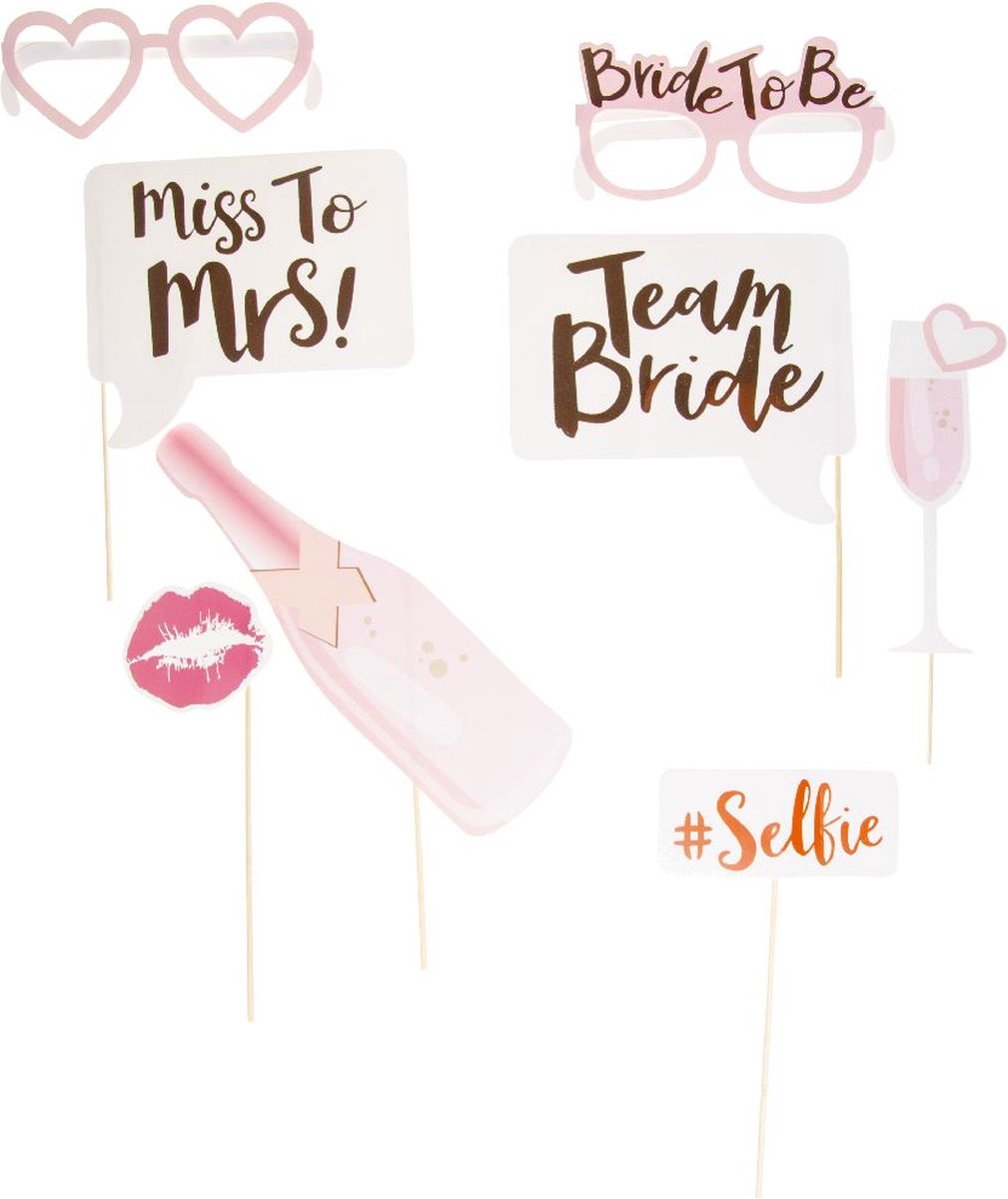 Foto Props Vrijgezellenfeest Rose Goud Bride to be - 8 delig - Protoprops voor bachelorette party