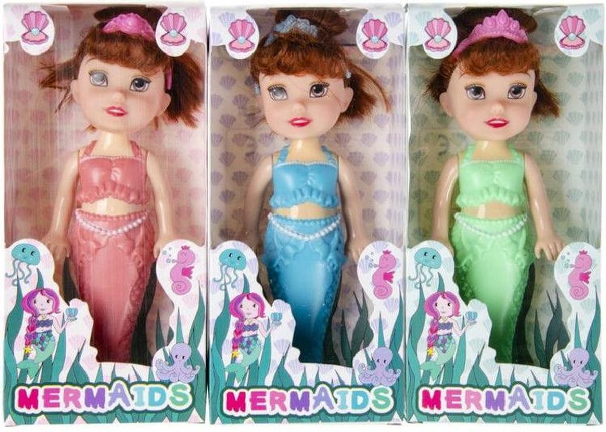 set van 3x Mermaid zeemeermin poppen 18cm