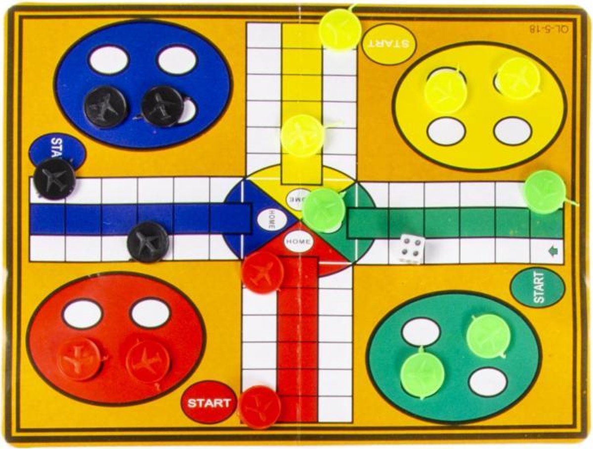 spel ludo 16,5 cm karton 18-delig