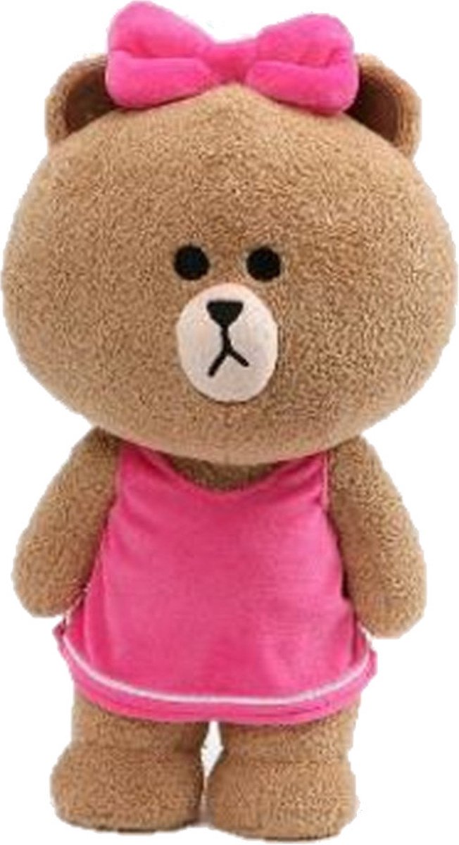 Line Friends Knuffelbeer Choco 35 Cm Pluche Bruin/roze