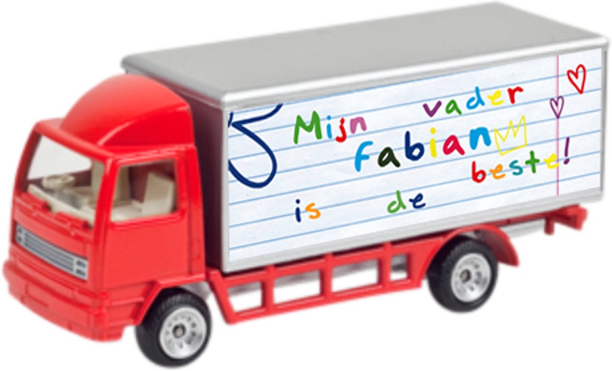 Leuk kado met naam model vrachtwagen kunststof - rood