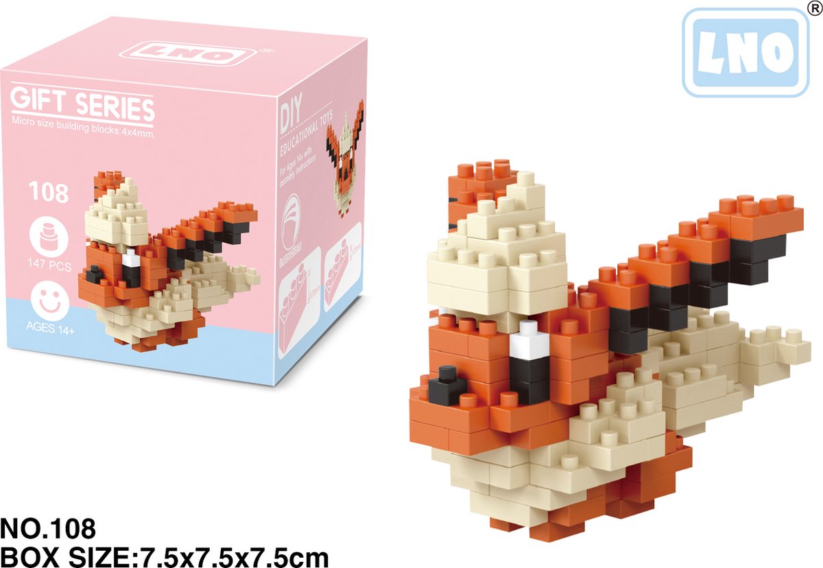 Nanoblock, Brickkies®, Eevee, 147 Bouwblokjes, Nr 108