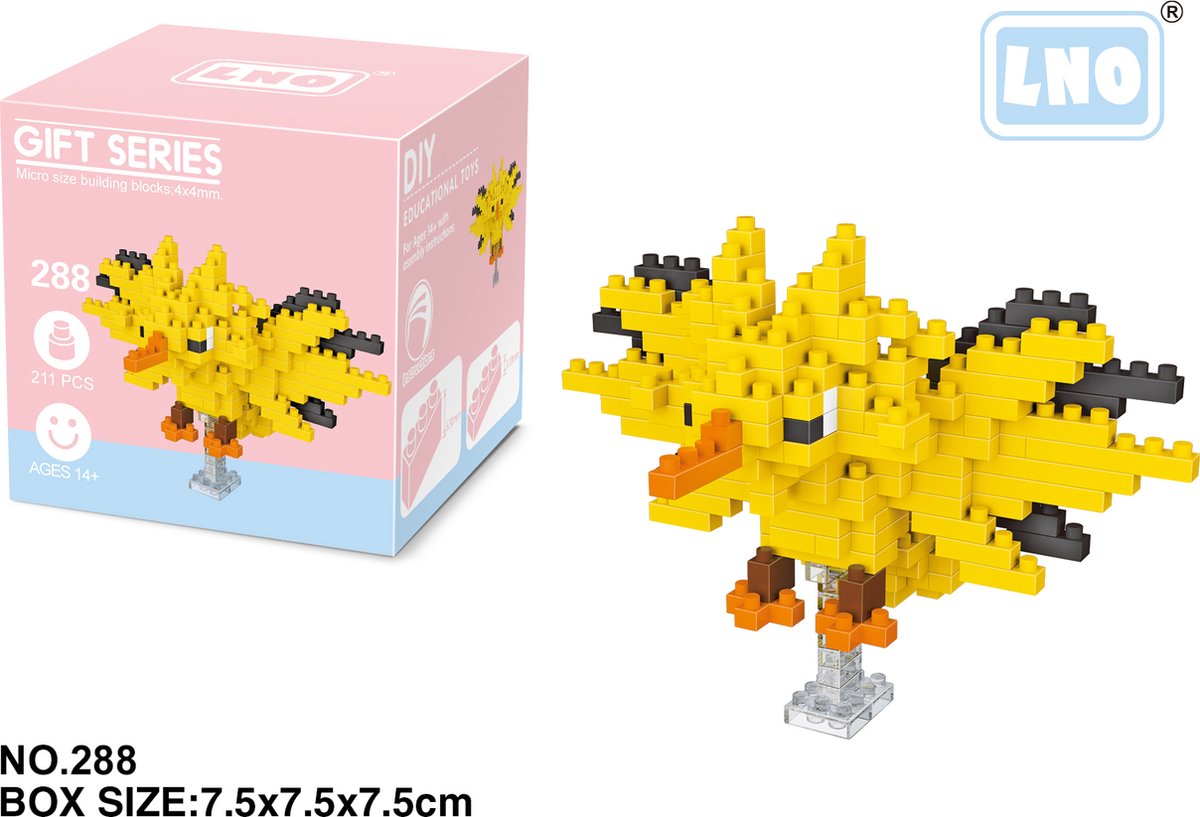 Nanoblock, Brickkies®, Zapdos, 211 Bouwblokjes, Nr 288