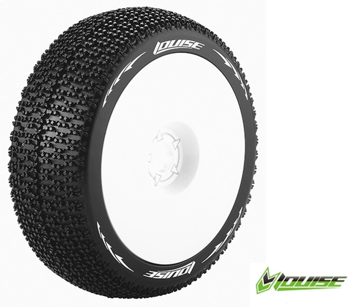 Louise RC - B-MAGLEV - 1-8 Buggy Banden Set - Verlijmd op velg - Super Soft - Velgen Wit - Zeskant 17mm - 1 Paar