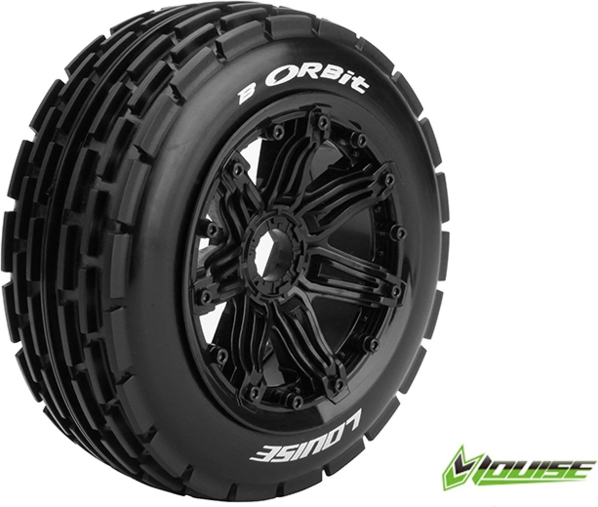 Louise RC - B-ORBIT - 1-5 Buggy Banden - Verlijmd op velg - SPORT - Velgen Zwart 24mm - Hex - Voor - 1 Paar