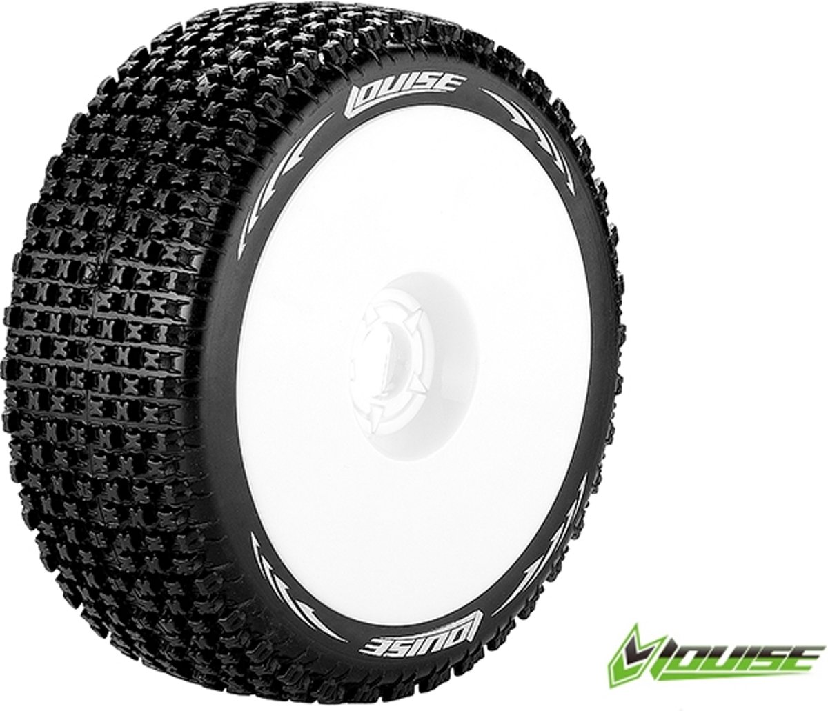 Louise RC - B-PIRATE - 1-8 Buggy Banden Set - Verlijmd op velg - Super Soft - Velgen Wit - Zeskant 17mm - 1 Paar