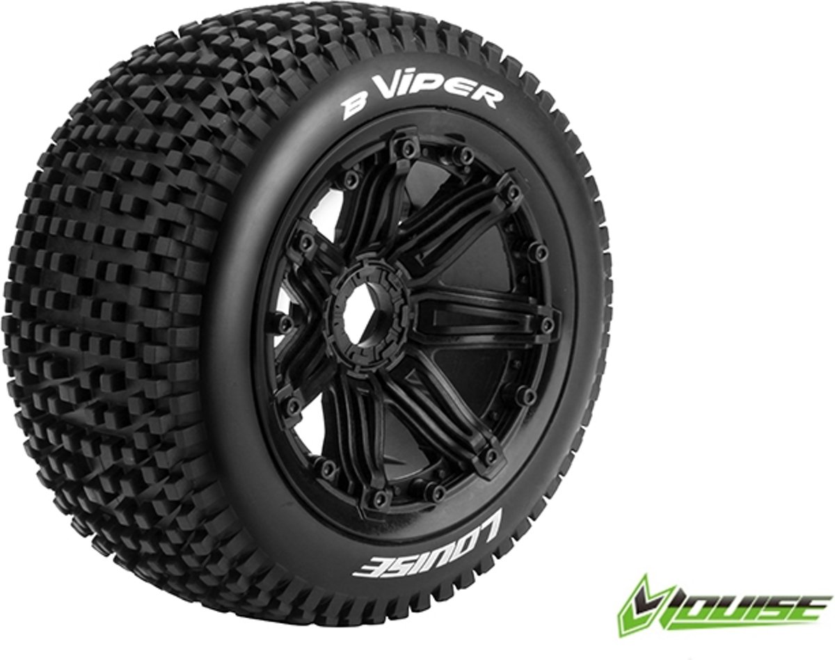 Louise RC - B-VIPER -  1-5 Buggy Banden - Verlijmd op velg - SPORT - Velgen Zwart 24mm - Hex - Achter - 1 Paar