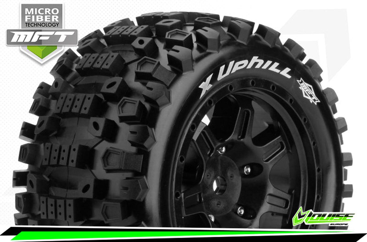 Louise RC - MFT - X-UPHILL - KRATON 8S Serie Tire Set - Mounted - Sport - Black Wheels - Hex 24mm - L-T3297BM