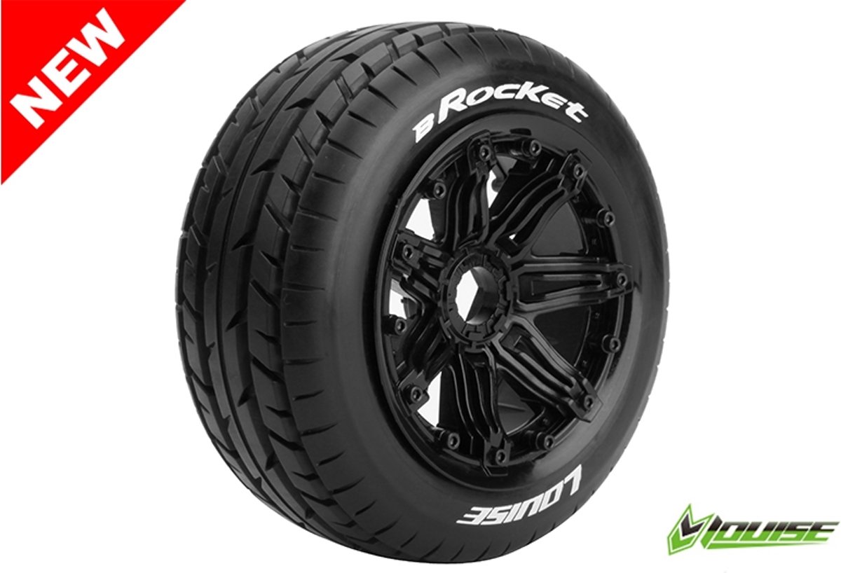 Louise RC -B-ROCKET -  1-5 Buggy Banden - Verlijmd op velg - SPORT - Velgen Zwart 24mm - Hex - Voor - 1 Paar