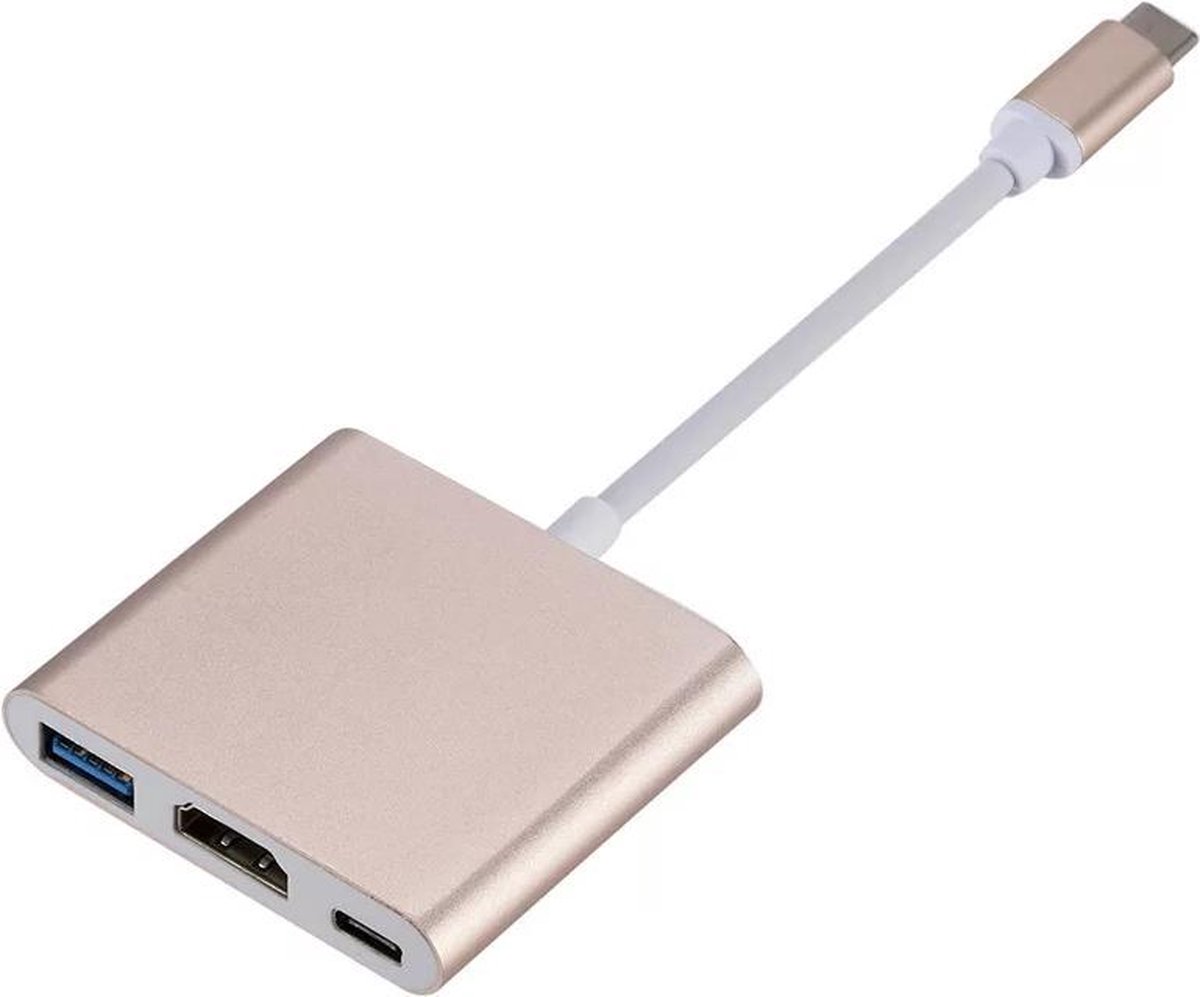 USB-C hub Goud met HDMI (4K/30hz) voor Macbook , USB 3.0 & USB-CUSB-C hub zwart met HDMI, USB 3.0 & USB-C-LOUZIR