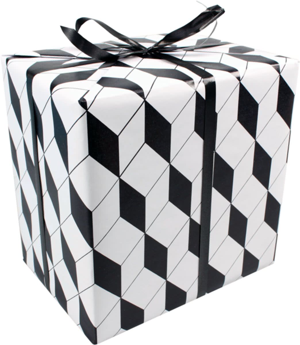 LOVLY  Cadeaupapier, 50cm, 200m, 80gr/m , Cube, 684, zwart