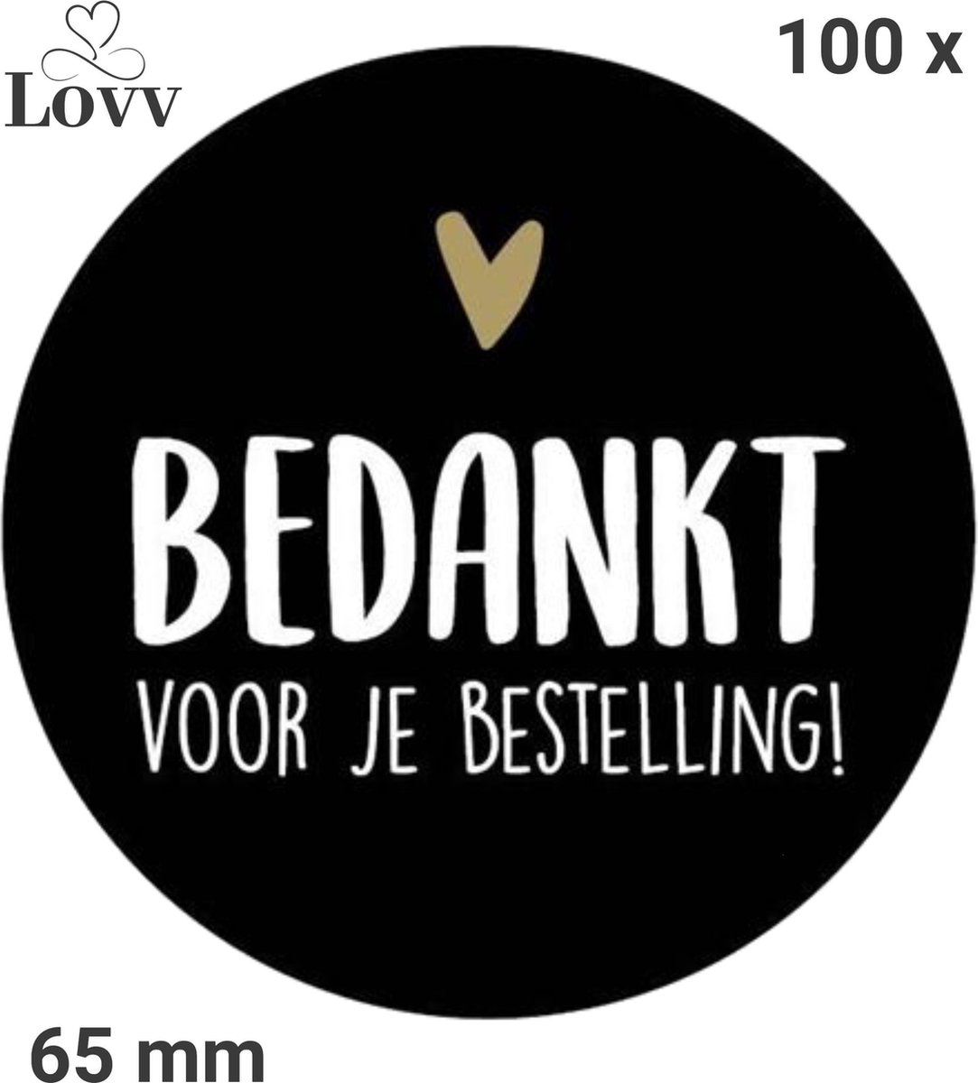 Sluistickers-Thank You Stickers-Sluitzegel-XXL-Bedankt Stickers-Bedankt Voor Je Bestelling Stickers-100 Stuks- 65 mm