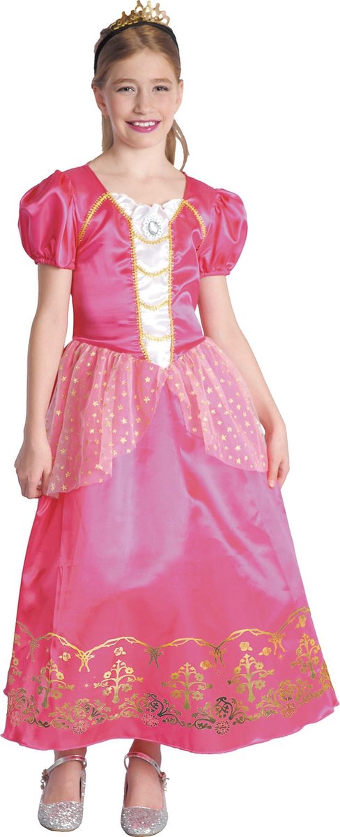 LUCIDA - Elegante roze en goudkleurige prinses outfit voor meisjes - S 110/122 (4-6 jaar) - Kinderkostuums